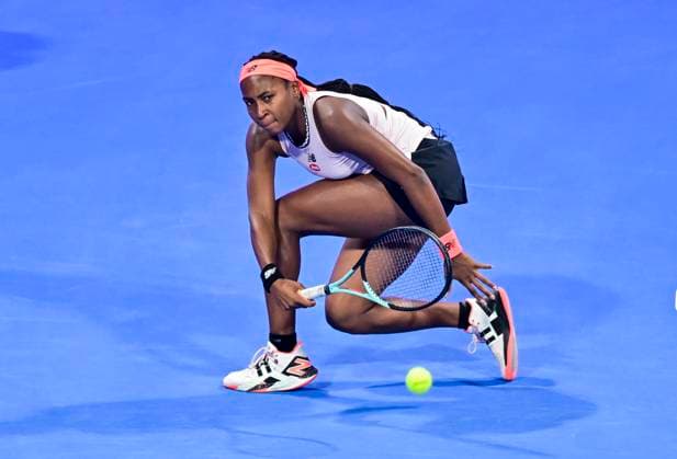 WTA, Tennis Damen Qatar TotalEnergies Open 2023 Coco Gauff of United States in action during Quarterfinal match against Veronika Kudermetova of Russia at the WTA Qatar TotalEnergies Open tennis tournament at the Khalifa International Tennis Complex in Doha, Qatar, 16 February 2023 DOHA Qatar  Copyright: xNoushadxThekkayilx originalFilename:varittyakkal-wtaqatar230216_npP12.jpg
