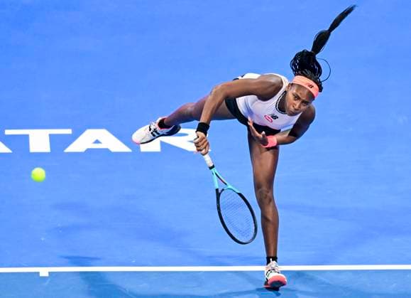 WTA, Tennis Damen Qatar TotalEnergies Open 2023 Coco Gauff of United States in action during Quarterfinal match against Veronika Kudermetova of Russia at the WTA Qatar TotalEnergies Open tennis tournament at the Khalifa International Tennis Complex in Doha, Qatar, 16 February 2023 DOHA Qatar  Copyright: xNoushadxThekkayilx originalFilename:varittyakkal-wtaqatar230216_npyZN.jpg
