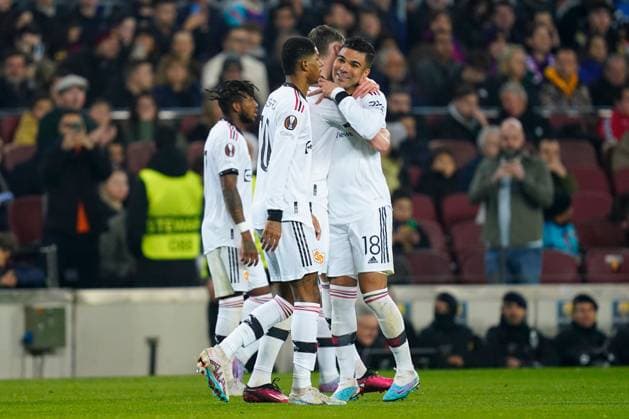Mandatory Credit: Photo by Bagu Blanco Pressinphoto Shutterstock (13770557ao) Marcus Rashford of Manchester United, ManU celebrates his goal FC Barcelona, Barca v Manchester United, UEFA Europa League, Play-off, 1st leg. Football, Spotify Camp Nou Stadium, Barcelona, Spain - 16 Feb 2023 Editorial use only FC Barcelona v Manchester United, UEFA Europa League, Play-off, 1st leg. Football, Spotify Camp Nou Stadium, Barcelona, Spain - 16 Feb 2023 Editorial use only Copyright: xBaguxBlanco Pressinphoto Shutterstockx 13770557ao