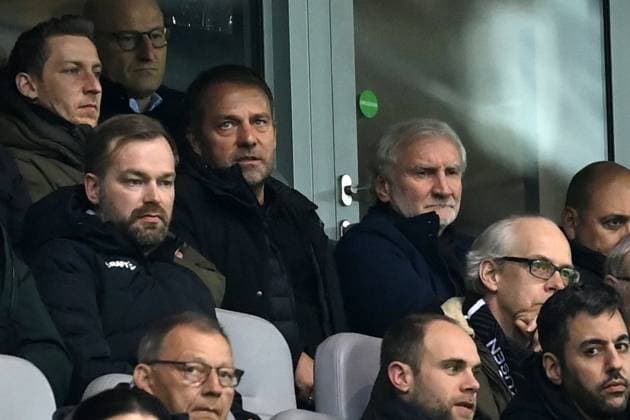 Bundestrainer Hansi Flick (Deutschland), mi., und Sportdirektor Rudi Völler (Deutschland), rechts daneben 16.02.2023, Fussball Europa League, Saison 2022 23, K.o. Runden Play off, Bayer 04 Leverkusen - AS Monaco Leverkusen BayArena Nordrhein Westfalen Deutschland