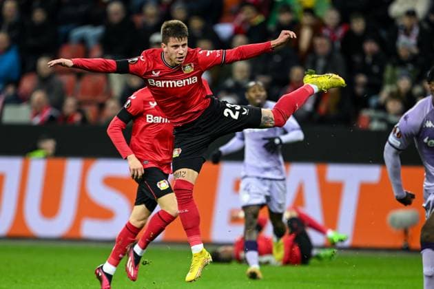 GER, Europa League, Bayer Leverkusen vs. AS Monaco 16.02.2023, BayArena , Leverkusen , GER, Europa League, Bayer Leverkusen vs. AS Monaco im Bild picture shows Adam Hlozek (Bayer Leverkusen 23)