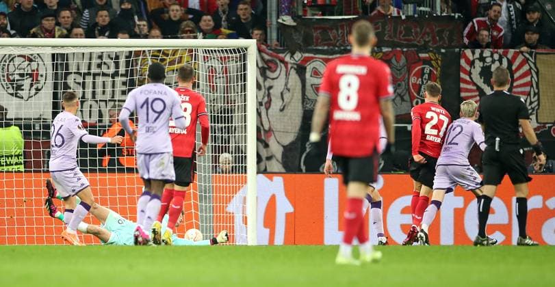 Sport Bilder des Tages 16.02.2023, Fussball UEFA Europa League 2022 2023, K.-o.-Runden-Play-off, Bayer 04 Leverkusen - AS Monaco, in der BayArena Leverkusen. Tor zum 2:1