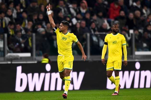 Juventus FC v FC Nantes - UEFA Europa League Ludovic Blas of FC Nantes celebrates after scoring a goal during the UEFA Europa League knockout round play-off leg one football match between Juventus FC and FC Nantes. Turin Italy Copyright: xNicolòxCampox