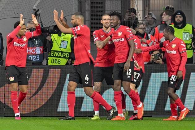 Florian Wirtz ( 27, Bayer Leverkusen) jubelt nach dem Tor zum 2:1 mit der Mannschaft 16.02.2023 Fussball Europa League, Bayer 04 Leverkusen vs AS Monaco, BayArena, Leverkusen, NRW Germany