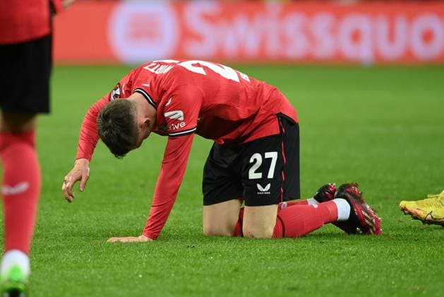 Sport Bilder des Tages Florian Wirtz (Bayer 04 Leverkusen) nach dem 2:2 16.02.2023, Fussball Europa League, Saison 2022 23, K.o. Runden Play off, Bayer 04 Leverkusen - AS Monaco Leverkusen BayArena Nordrhein Westfalen Deutschland