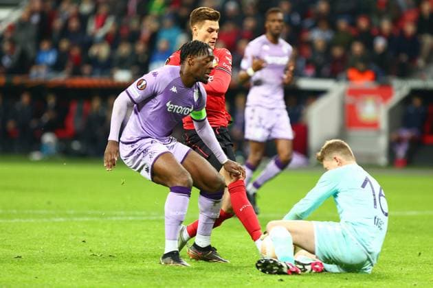 Torchance fuer Patrik Schick (Bayer 04 Leverkusen) Bayer 04 Leverkusen vs. AS Monaco, Fussball, UEFA Europa League, K.O Round Play-Off Hinspiel, Spielzeit 2022 2023, 16.02.2023 Leverkusen Nordrhein-Westfalen Deutschland