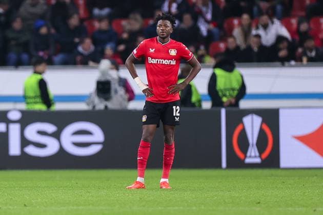 16.02.2023, Fussball, Saison 2022 2023, UEFA Europa League, UEL, Play-Off, Hinspiel, Bayer 04 Leverusen - AS Monaco, Edmond Tapsoba (Bayer 04 Leverkusen), xRHR-FOTO DEx Copyright: DennisxEwert RHR-FOTOx RHR-FOTO DE