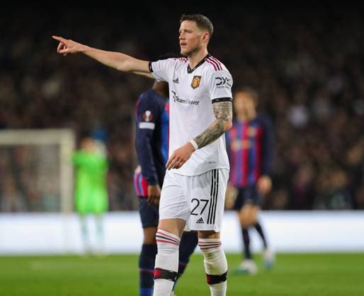 Barcelona v Manchester United, ManU Europa League 16 02 2023. Manchester United forward Wout Weghorst (28) on loan from Burnley gestures during the Europa League match between Barcelona and Manchester United at Camp Nou, Barcelona, Spain on 16 February 2023. Barcelona Camp Nou Barcelona Spain Editorial use only DataCo restrictions apply See www.football-dataco.com , Copyright: xPhilxDuncanx PSI-16922-0077