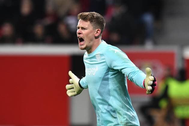 Sport Bilder des Tages Torhueter Alexander Nuebel ( AS Monaco ) lautstark. GER, Bayer 04 Leverkusen vs AS Monaco, Fussball, Europa League, Play-offs Hinspiel, Spielzeit 2022 2023, 16.02.2023. DFL REGULATIONS PROHIBIT ANY USE OF PHOTOGRAPHS AS IMAGE SEQUENCES AND OR QUASI-VIDEO GER, Bayer 04 Leverkusen vs AS Monaco, Fussball, Europa League, Play-offs Hinspiel, Spielzeit 2022 2023, 16.02.2023. Leverkusen Copyright: xEibner-Pressefoto ThomasxThienelx EP_TTL