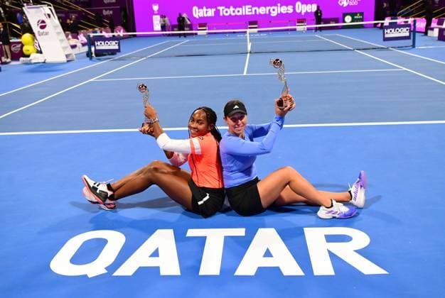 2023 WTA, Tennis Damen Qatar TotalEnergies Open Womens Double Final Winners Coco Gauff (l, USA) and Jessica Pegula (r, USA) Womens Double Final