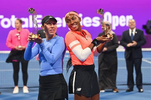 2023 WTA, Tennis Damen Qatar TotalEnergies Open Womens Double Final Winners Coco Gauff (r, USA) and Jessica Pegula (l, USA) Womens Double Final