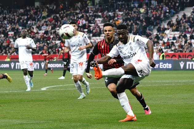 Azor Matusiwa (Stade de Reims) FOOTBALL : OGC Nice vs Stade de Reims - Ligue 1 Ubereats - Nice - 18 02 2023 NorbertScanella Panoramic 