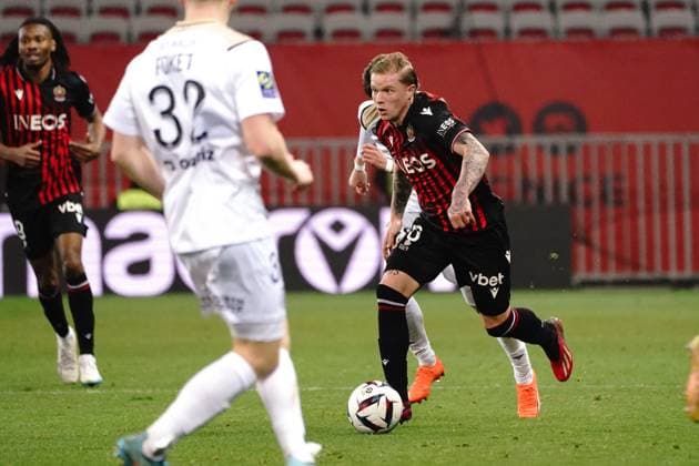 Melvin Bard (OGC Nice) FOOTBALL : OGC Nice vs Stade de Reims - Ligue 1 Ubereats - Nice - 18 02 2023 NorbertScanella Panoramic 