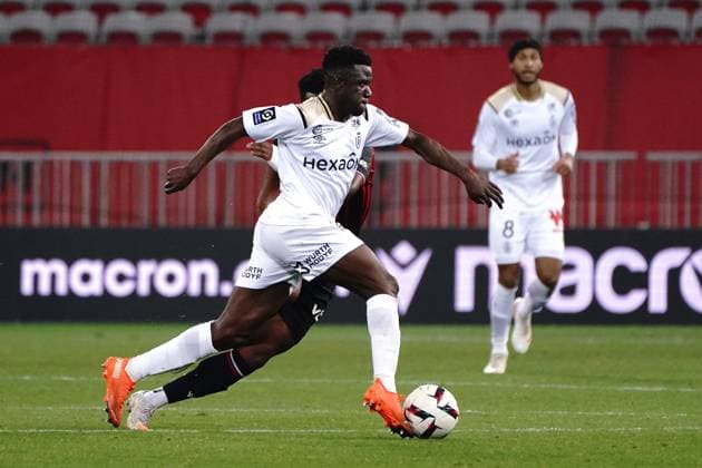 Azor Matusiwa (Stade de Reims) FOOTBALL : OGC Nice vs Stade de Reims - Ligue 1 Ubereats - Nice - 18 02 2023 NorbertScanella Panoramic 