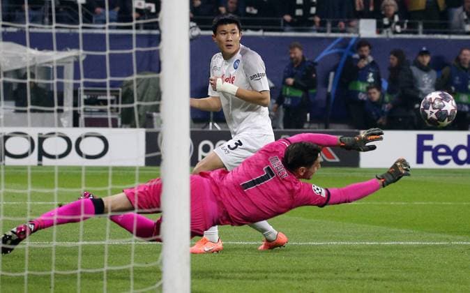 Alex Meret (1, Goalkeeper, SSC Neapel) 21.02.2023, Fußball, UEFA Champions League, Achtelfinale, Eintracht Frankfurt - SSC Neapel, Saison 2022 23, Deutsche Bank Park, Frankfurt Main, Deutschland, zmdz, Eintracht Frankfurt - SSC Neapel