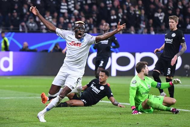 Sport Bilder des Tages Fußball Champions League Achtelfinale Eintracht Frankfurt - SSC Neapel am 21.02.2023 im Deutsche Bank Park in Frankfurt Victor Osimhen ( Neapel ) Jubel Freude Emotionen