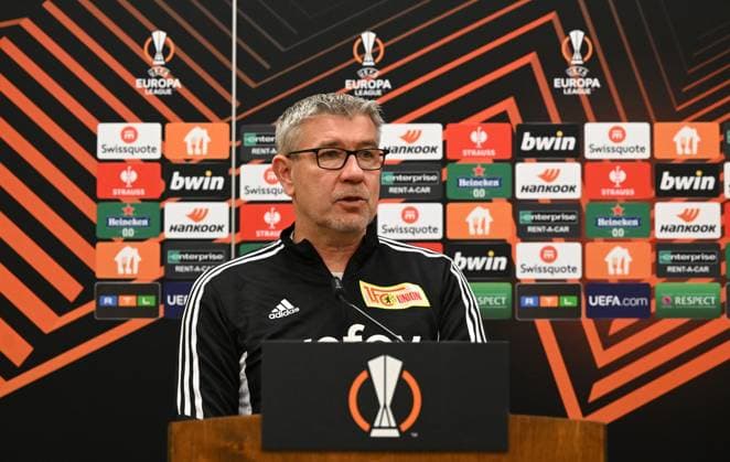 Fussball, Herren, Saison 2022 2023, Europa League, 1. FC Union Berlin, Pressekonferenz vor dem Spiel gegen Ajax Amsterdam, Trainer Urs Fischer (1. FC Union Berlin), 22.02. 2022, Copyright: xMatthiasxKochx
