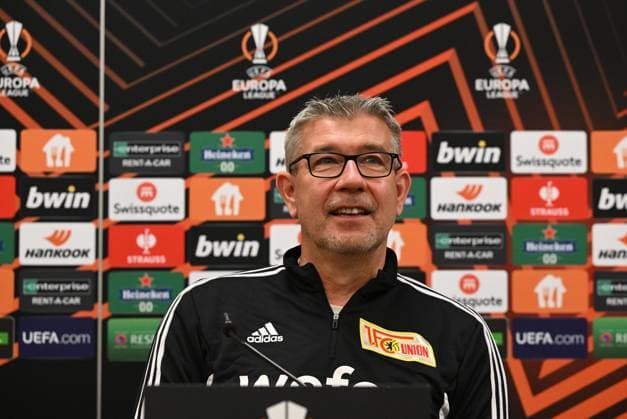 Fussball, Herren, Saison 2022 2023, Europa League, 1. FC Union Berlin, Pressekonferenz vor dem Spiel gegen Ajax Amsterdam, Trainer Urs Fischer (1. FC Union), 22.02. 2022, Copyright: xMatthiasxKochx