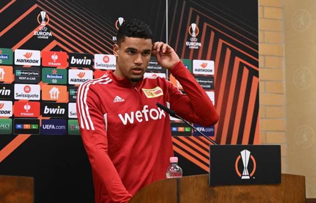 Fussball, Herren, Saison 2022 2023, Europa League, 1. FC Union Berlin, Pressekonferenz vor dem Spiel gegen Ajax Amsterdam, Danilho Doekhi (1. FC Union Berlin), 22.02. 2022, Copyright: xMatthiasxKochx