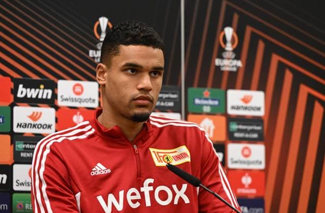 Fussball, Herren, Saison 2022 2023, Europa League, 1. FC Union Berlin, Pressekonferenz vor dem Spiel gegen Ajax Amsterdam, Danilho Doekhi (1. FC Union Berlin), 22.02. 2022, Copyright: xMatthiasxKochx