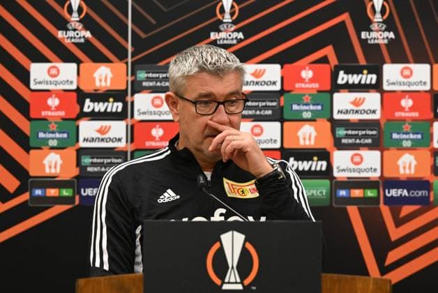 Fussball, Herren, Saison 2022 2023, Europa League, 1. FC Union Berlin, Pressekonferenz vor dem Spiel gegen Ajax Amsterdam, Trainer Urs Fischer (1. FC Union Berlin), 22.02. 2022, Copyright: xMatthiasxKochx