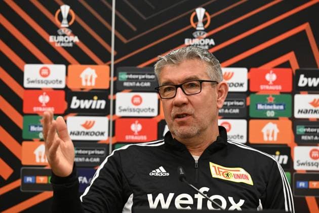 Fussball, Herren, Saison 2022 2023, Europa League, 1. FC Union Berlin, Pressekonferenz vor dem Spiel gegen Ajax Amsterdam, Trainer Urs Fischer (1. FC Union Berlin), 22.02. 2022, Copyright: xMatthiasxKochx