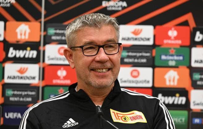 Fussball, Herren, Saison 2022 2023, Europa League, 1. FC Union Berlin, Pressekonferenz vor dem Spiel gegen Ajax Amsterdam, Trainer Urs Fischer (1. FC Union Berlin), 22.02. 2022, Copyright: xMatthiasxKochx