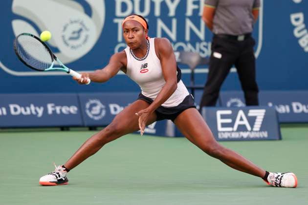 Coco Gauff Tennis - Dubai Tennis Championships 2023 - WTA, Tennis Damen - Dubai Duty Free Tennis Stadium - Dubai - - United Arab Emirates - 23 February 2023. Copyright: xJuergenxHasenkopfx