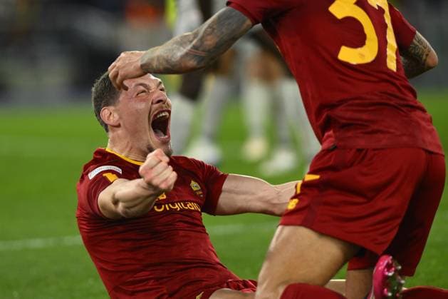 Andrea Belotti of A.S. Roma during the UEFA Europa League play-off second leg between A.S. Roma vs FC Salzburg on February 23, 2023 at the Stadio Olimpico in Rome, Italy.  Copyright: xDomenicoxCippitelli LiveMediax x xLivexMediax 0 IPA_IPA36303054
