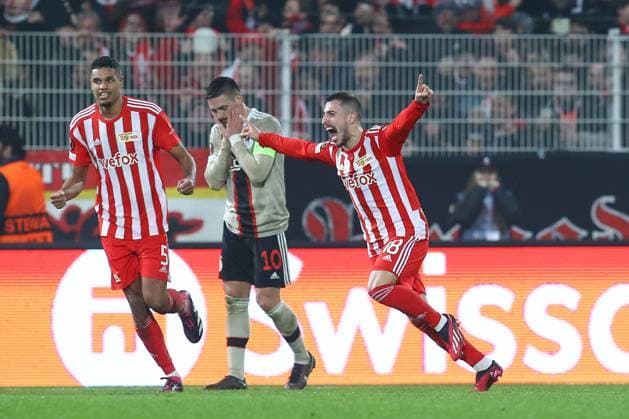 23.02.2023, xtgx, Fussball UEFA Europa League, 1. FC Union Berlin - Ajax Amsterdam emspor, v.l. Josip Juranovic (Union Berlin, 18) nach Tor zum 2:0 Jubel, Torjubel, jubelt ueber das Tor, celebrate the goal, celebration (DFL DFB REGULATIONS PROHIBIT ANY USE OF PHOTOGRAPHS as IMAGE SEQUENCES and or QUASI-VIDEO) Berlin