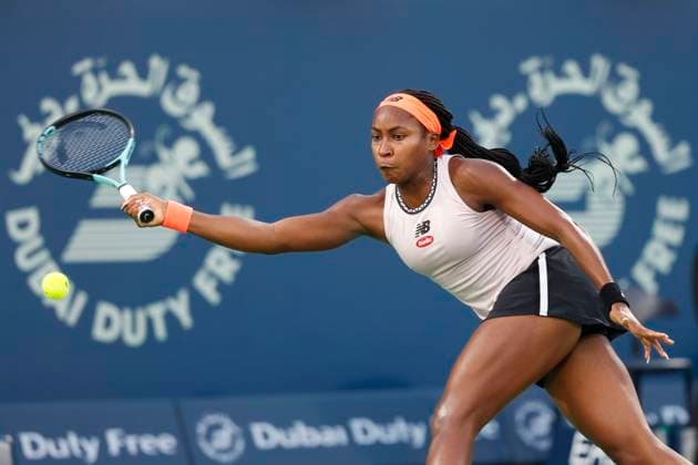 Coco Gauff Tennis - Dubai Tennis Championships 2023 - WTA, Tennis Damen - Dubai Duty Free Tennis Stadium - Dubai - - United Arab Emirates - 24 February 2023. Copyright: xJuergenxHasenkopfx