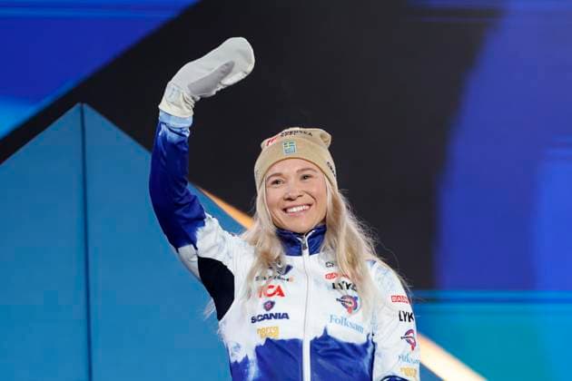 Ski Nordisch, WM in Planica, Siegerehrung Sprint der Frauen PLANICA 20230224 Guldmedaljören i sprint Jonna Sundling vid medaljceremonin under skid-VM. PLANICA Slovenien skidor x10430x Copyright: xChristinexOlsson TTx SKID-VM 2023