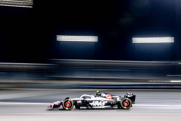 SAKHIR, BAHRAIN: Nico Hulkenberg, racing for the Haas F1 team during the 2023 Formula 1 Bahrain Testing at the Bahrain International Circuit in Sakhir, Bahrain.