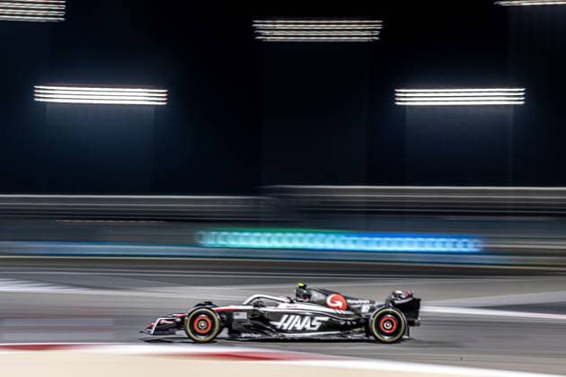 SAKHIR, BAHRAIN: Nico Hulkenberg, racing for the Haas F1 team during the 2023 Formula 1 Bahrain Testing at the Bahrain International Circuit in Sakhir, Bahrain.