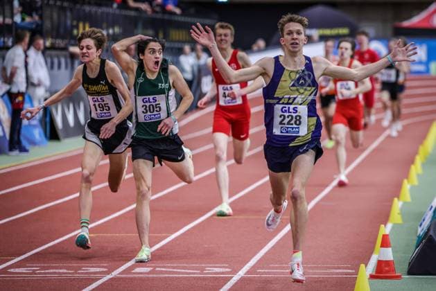 Sport Themen der Woche KW08 Sport Bilder des Tages Deutsche Jugend-Hallenmeisterschaften U20; Dortmund, 26.02.2023 Jan Dillemuth (Athletics Team Karben) wird Deutscher Meister ueber 1.500m; Deutsche Jugend-Hallenmeisterschaften U20 am 26.02.2023 in der Helmut-Koernig-Halle, Dortmund (Nordrhein-Westfalen) *** German Youth Indoor Championships U20 Dortmund, 26 02 2023 Jan Dillemuth Athletics Team Karben becomes German Champion over 1 500m German Youth Indoor Championships U20 on 26 02 2023 in the Helmut Koernig Hall, Dortmund North Rhine Westphalia Copyright: xBEAUTIFULxSPORTS B.Hoffmannx