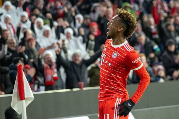 Sport Bilder des Tages Torjubel Kingsley Coman 11 (FC Bayern Muenchen), FC Bayern Muenchen vs. 1. FC Union Berlin, Fussball, Bundesliga, 22. Spieltag, 26.02.2023 DFB regulations prohibit any use of photographs as image sequences and or quasi-video Muenchen Bayern Deutschland