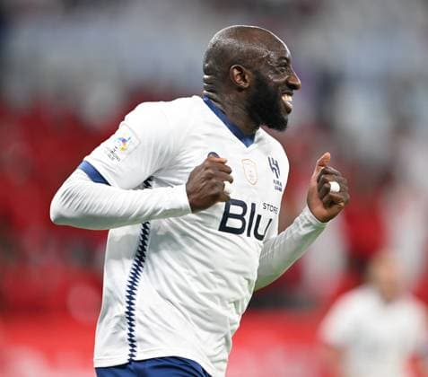 Fußball, AFC Champions League, Al Duhal SC - Al-Hilal Riad Al Hilal v Al Duhail - AFC Champions League Semi-final Moussa Marega (17) of Al Hilal celebrates his second goal of the AFC Champions League semi-final between Al Hilal and Al Duhail at Al Thumama Stadium in Doha, Qatar on 26 February 2023. Doha Qatar  Copyright: xSimonxHolmesx originalFilename:holmes-notitle230226_npCkR.jpg