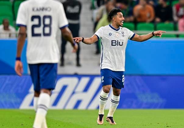 Fußball, AFC Champions League, Al Duhal SC - Al-Hilal Riad Al Hilal Saudi FC v Al Duhal SC - AFC Champions League 2022 Salem Aldawsari of Saudi Arabias Al Hilal Saudi FC celebrates after scoring during the AFC Champions League 2022 semi-finals match between Al Hilal Saudi FC and Al Duhal SC at Al Thumama Stadium in Doha, Qatar on 26 February 2023.Al Hilal Saudi FC won 7-0 DOHA Qatar  Copyright: xNoushadxThekkayilx originalFilename:varittyakkal-afcchamp230226_npost.jpg