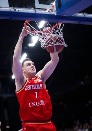 Johannes Voigtmann of Germany during the FIBA Basketball World Cup 2023 qualifying group J match between Finland and Germany at the Metro Areena on 27. February 2023 in Espoo, Finland. (Kalle Parkkinen Newspix24)  Copyright: xKallexParkkinenx np24271824916