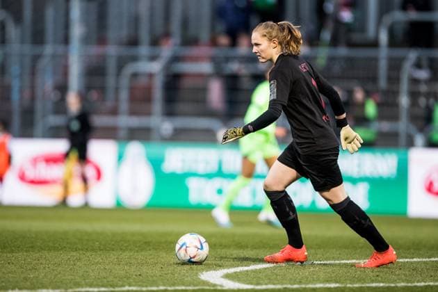 DFB Pokal der Frauen Viertelfinale, 1. FC Koeln - VfL Wolfsburg; 28.02.2023 Manon Klett (1. FC Koeln, 1) DFB Pokal der Frauen Viertelfinale, 1. FC Koeln - VfL Wolfsburg, Koeln, Sportpark Hoehenberg DFB REGULATIONS PROHIBIT ANY USE OF PHOTOGRAPHS AS IMAGE SEQUENCES AND OR QUASI-VIDEO. Copyright: xBEAUTIFULxSPORTS Wunderlx