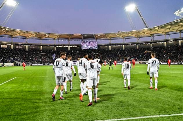 Action et joie 1er But Zakaria Aboukhlal (tfc) FOOTBALL : Toulouse vs Rodez - Quart de Finale de la Coupe de France - Toulouse - 01 03 2023 ThierryBreton Panoramic 
