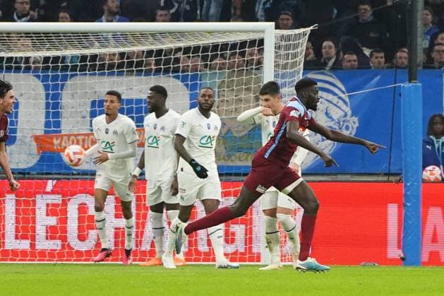 joie - KÃ vin Mouanga (FC Annecy) FOOTBALL : Olympique de Marseille vs FC Annecy - Quart de Finale de coupe de France - Marseille - 01 03 2023 NorbertScanella Panoramic 