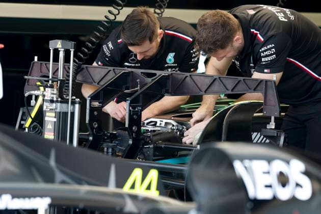 Mercedes-AMG Petronas F1 Team, F1 Grand Prix of Bahrain at Bahrain International Circuit on March 2, 2023 in Sakhir, Bahrain. (Photo by HOCH ZWEI) Sakhir Bahrain