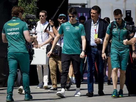 BAHRAIN - Lance Stroll (Aston Martin) on arrival at the Bahrain International Circuit in the Sakhir desert region ahead of the Bahrain Grand Prix. ANP SEM VAN DER WAL xVIxANPxSportx xxANPxIVx 463978219 originalFilename: 463978219.jpg