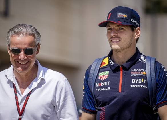 BAHRAIN - Max Verstappen (Red Bull Racing) arrives for the first free practice session at the Bahrain International Circuit in the desert region of Sakhir ahead of the Bahrain Grand Prix. ANP SEM VAN DER WAL xVIxANPxSportx xxANPxIVx 464052043 originalFilename: 464052043.jpg