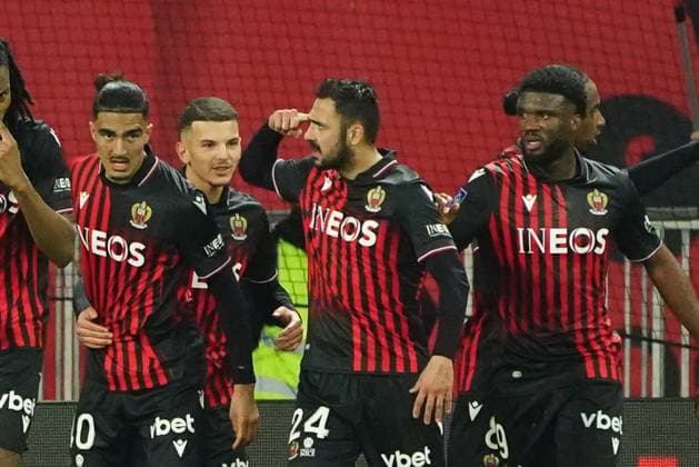 Fußball, OGC Nizza - AJ Auxerre joie - GaÃ«tan Laborde (OGC Nice) FOOTBALL : OGC Nice vs AJ Auxerre - Ligue 1 Ubereats - Nice - 03 03 2023 NorbertScanella Panoramic 
