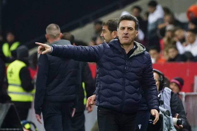 Fußball, OGC Nizza - AJ Auxerre Christophe Pelissier (entraineur de l AJ Auxerre) FOOTBALL : OGC Nice vs AJ Auxerre - Ligue 1 Ubereats - Nice - 03 03 2023 NorbertScanella Panoramic 