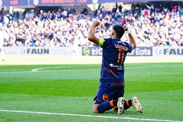 Fußball, HSC Montpellier - SCO Angers Joie - TÃ ji Savanier (Montpellier) FOOTBALL : Montpellier vs SCO Angers - Ligue 1 Ubereats - Montpellier - 05 03 2023 NorbertScanella Panoramic 