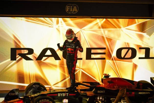 VERSTAPPEN Max (ned), Red Bull Racing RB19, portrait, winner during the Formula 1 Gulf Air Bahrain Grand Prix 2023, 1st round of the 2023 FIA Formula One World Championship, WM, Weltmeisterschaft from March 2 to 5, 2023 on the Bahrain International Circuit, in Sakhir, Bahrain - F1 - BAHRAIN GRAND PRIX 2023 - RACE DPPI Panoramic  _R5_0797