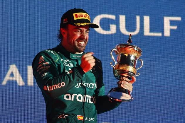 F1 Bahrain Grand Prix Fernando Alonso of Aston Martin Aramco at the podium after Bahrain Grand Prix at Sakhir Circuit in Sakhir, Bahrain on March 5, 2023. Sakhir Bahrain  Copyright: xJakubxPorzyckix originalFilename:porzycki-f1bahrai230305_np4jS.jpg